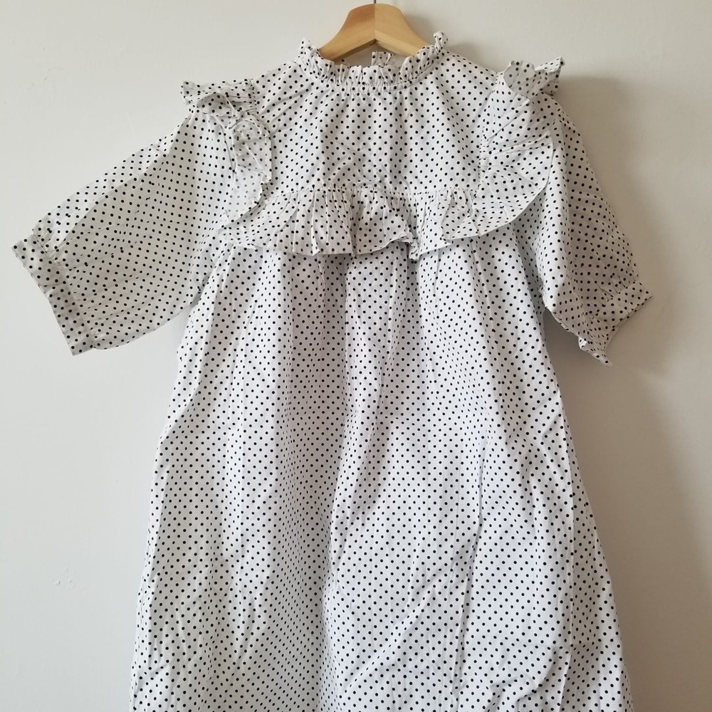 ASOS babydoll polka dot tunic with ruffles